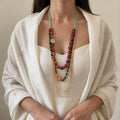 BERRY  GLASS Beaded Layered Statement Necklace