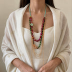 BERRY  GLASS Beaded Layered Statement Necklace