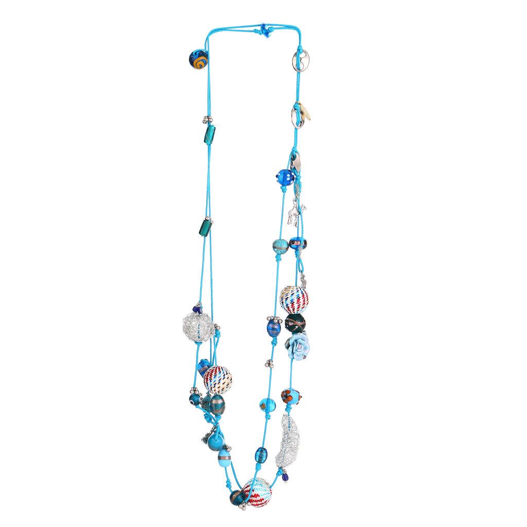 Fhreesia handmade  Turquoise Blue Cord  Layered Necklace
