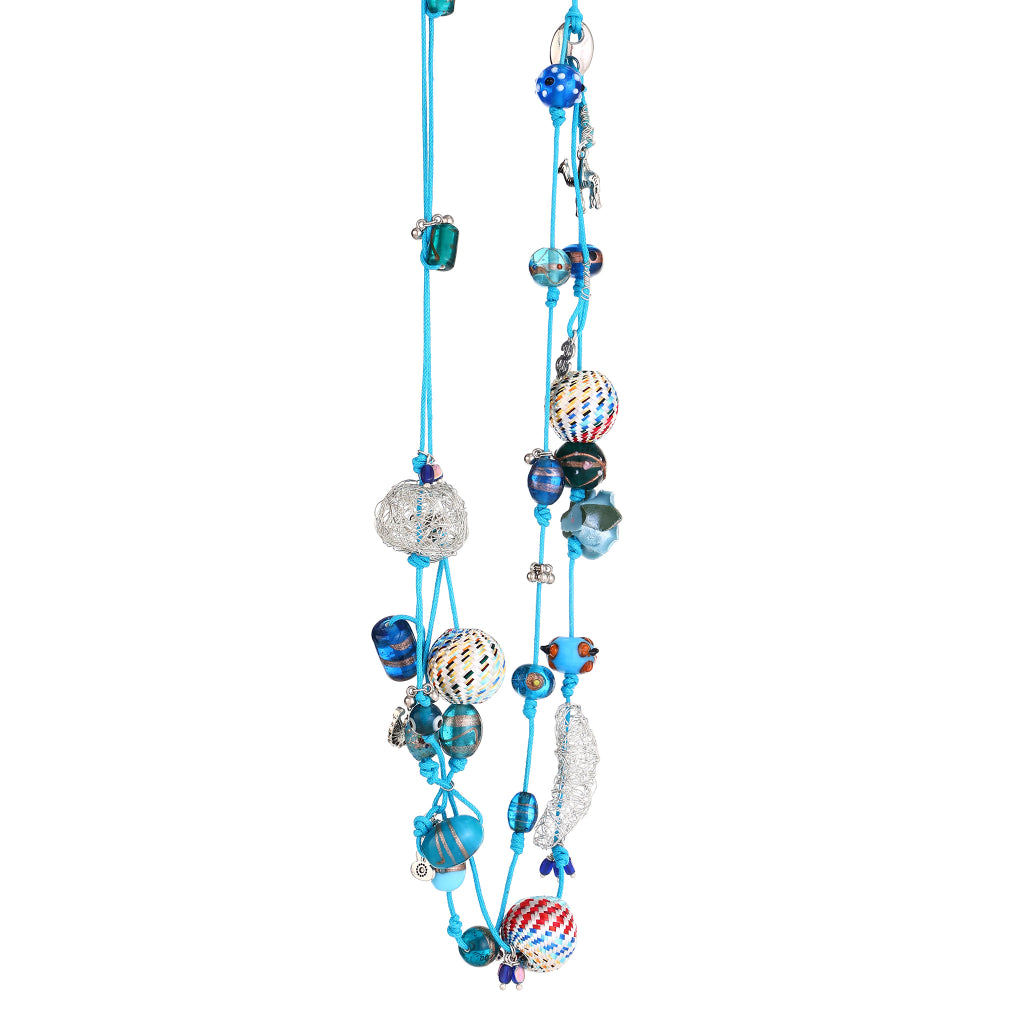 Fhreesia handmade  Turquoise Blue Cord  Layered Necklace