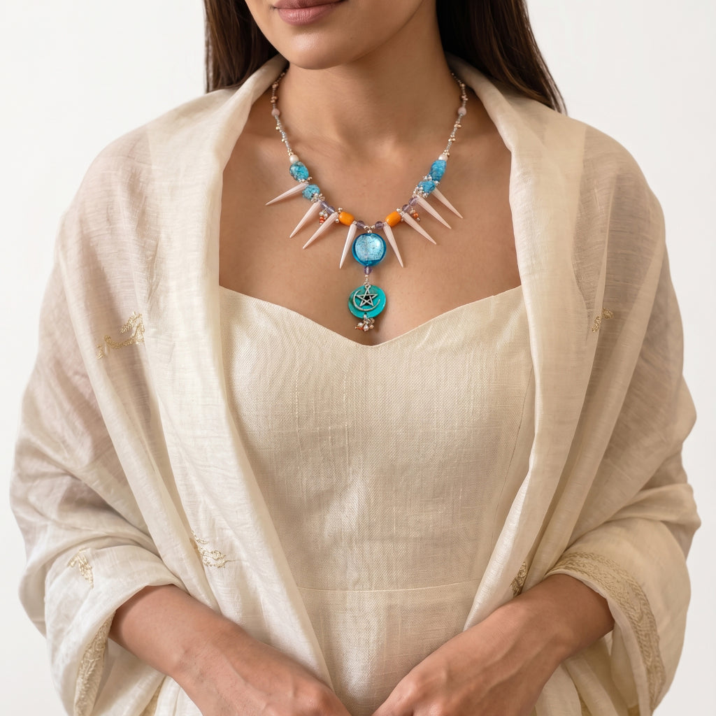 Kama Star & Crescent Moon Celestial Necklace