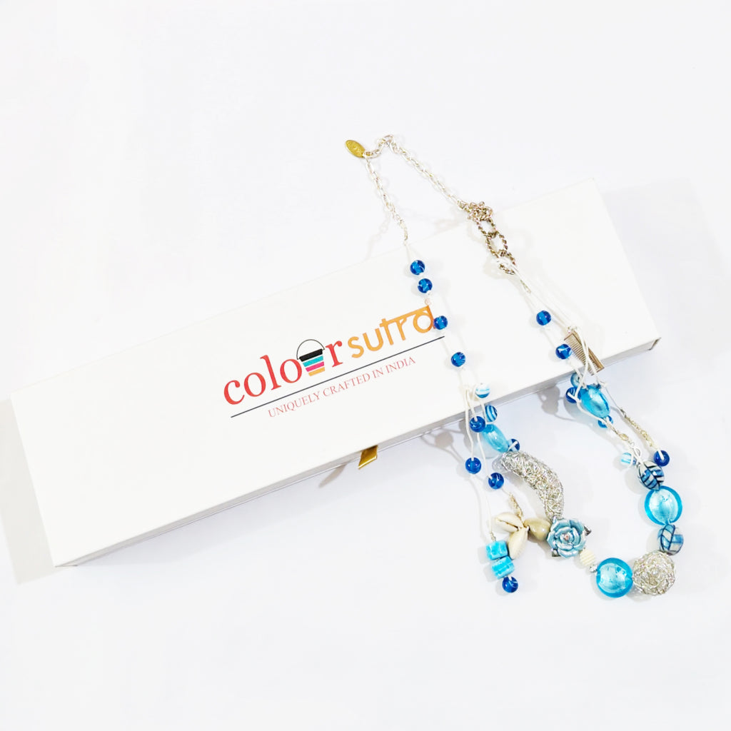 Zaya glass foil beaded Necklace