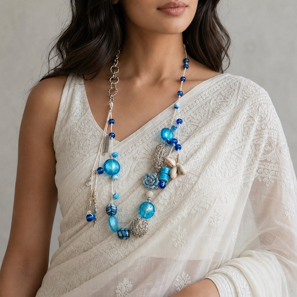 Zaya glass foil beaded Necklace