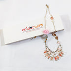 GUL Pink Rose & Mother of Pearl Shell Layered Statement Necklace