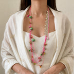 Lulu  Boho  Layered Pink Cord Necklace