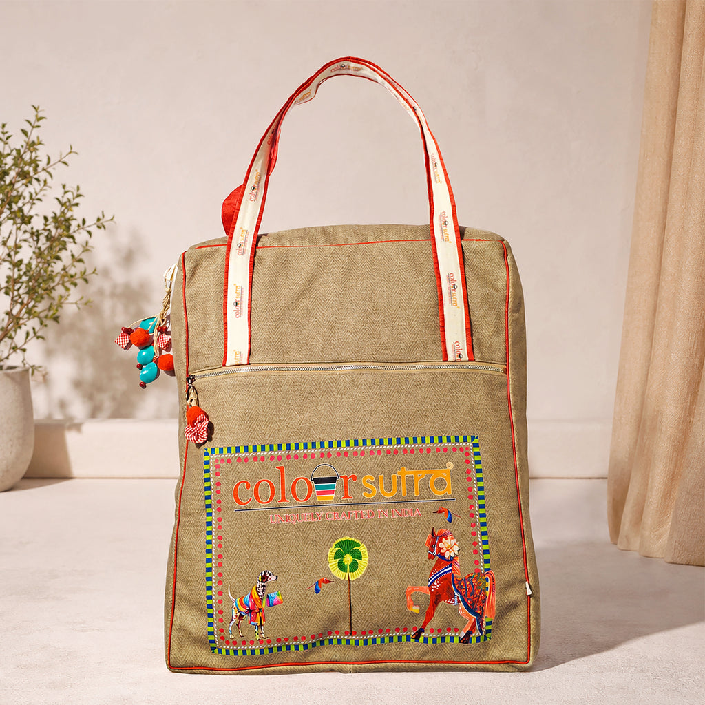 CAMOUFLAGE COMFORT- Beige tote bag