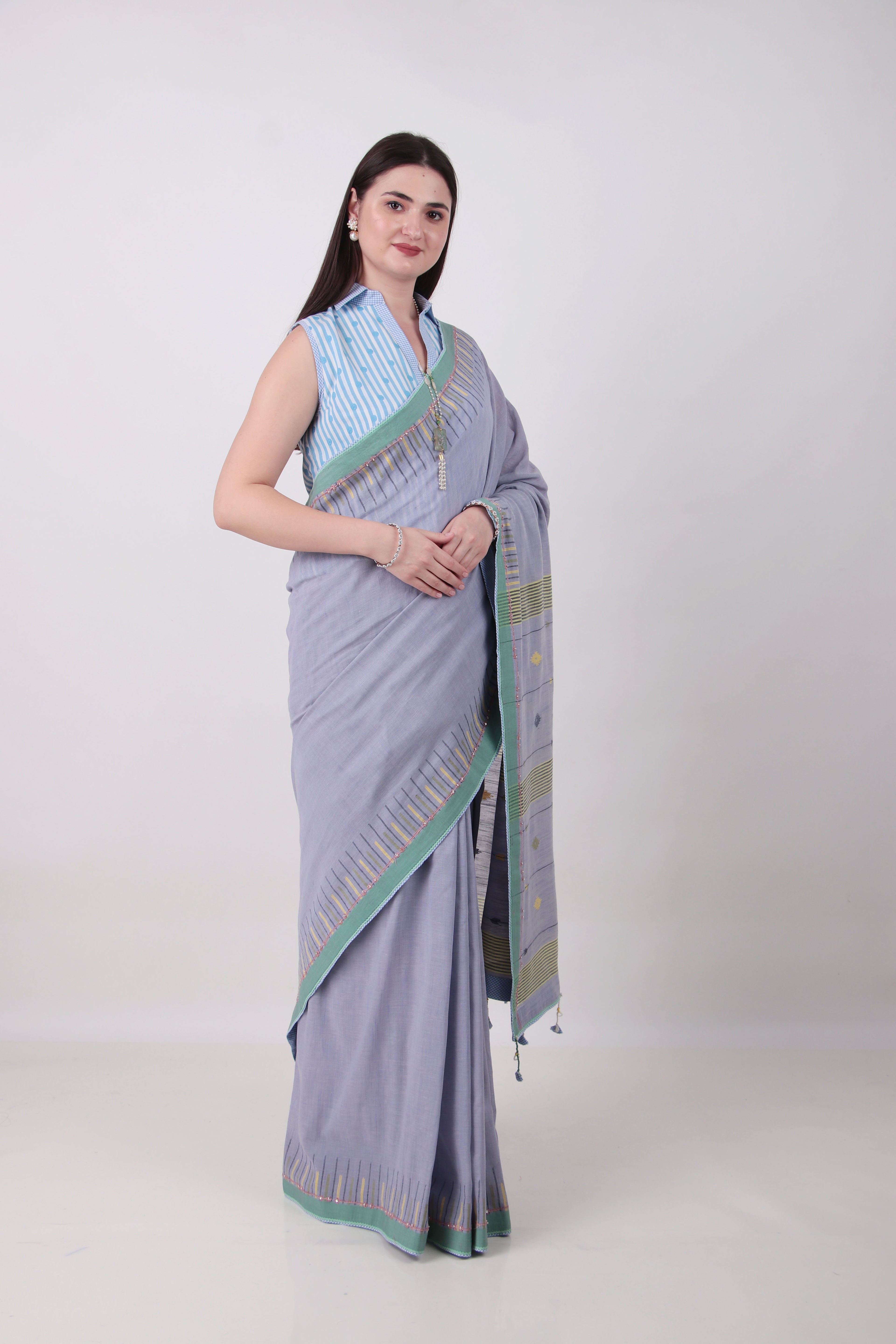 NEETI -  Lavender Grey Saree