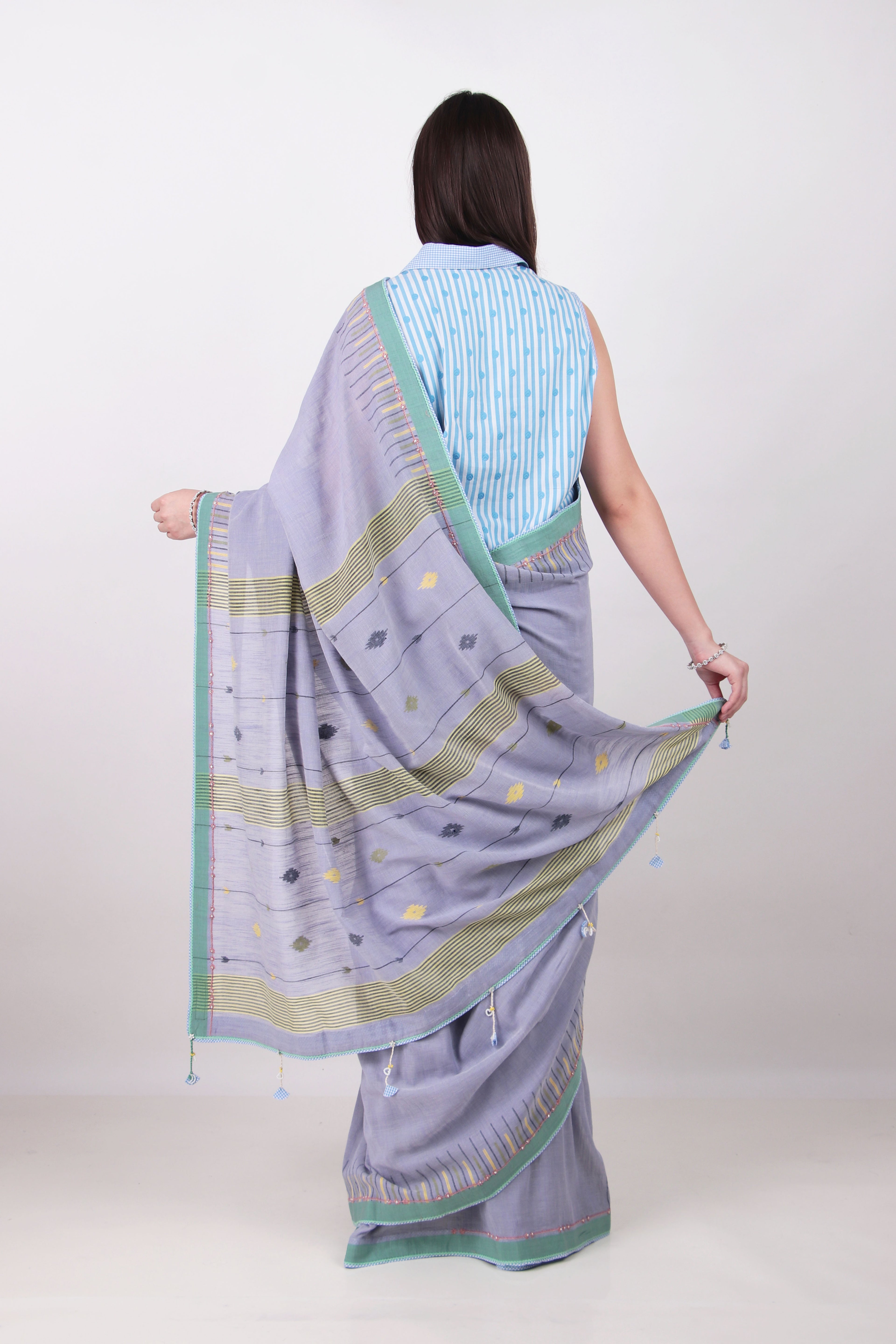 NEETI -  Lavender Grey Saree