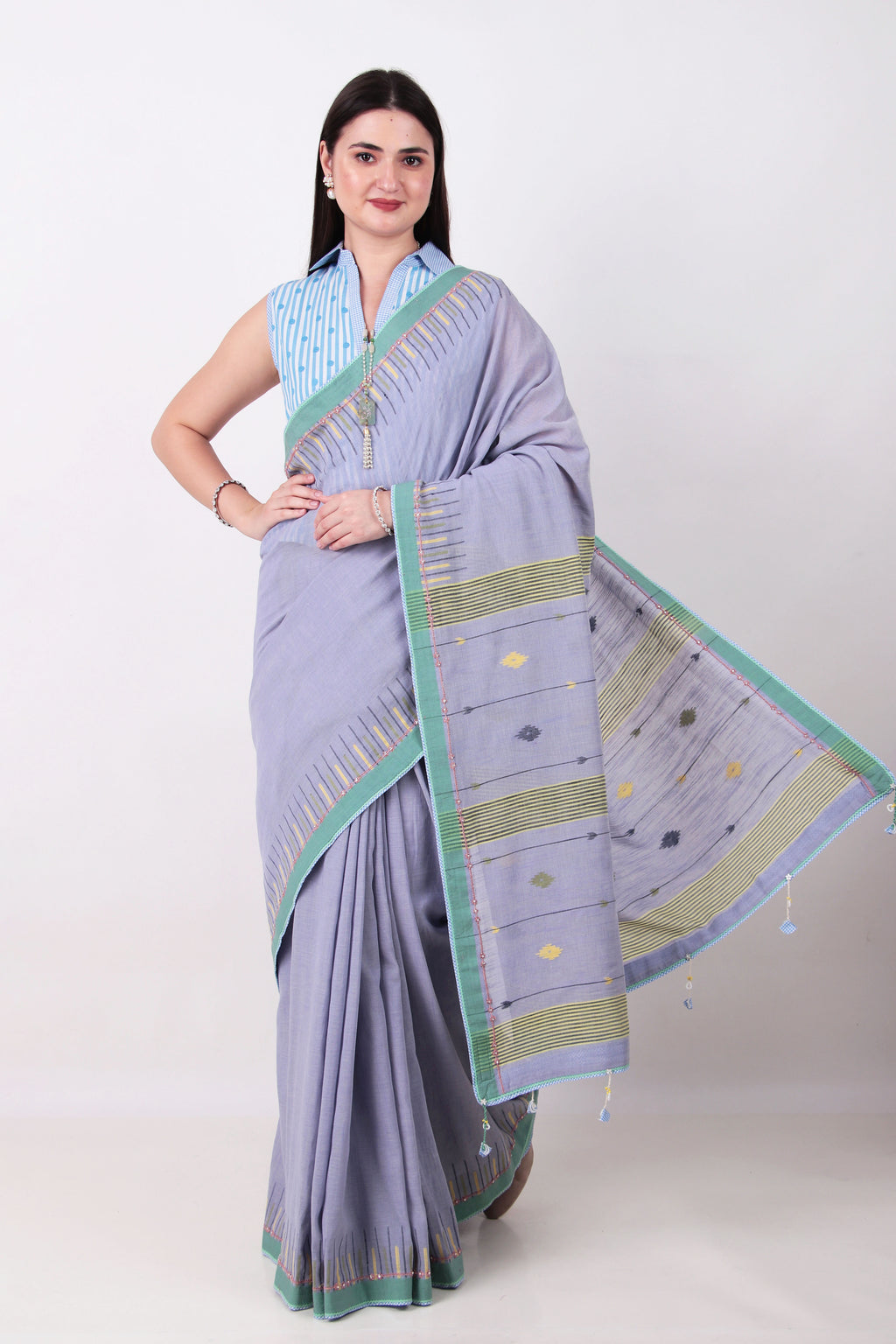 NEETI -  Lavender Grey Saree