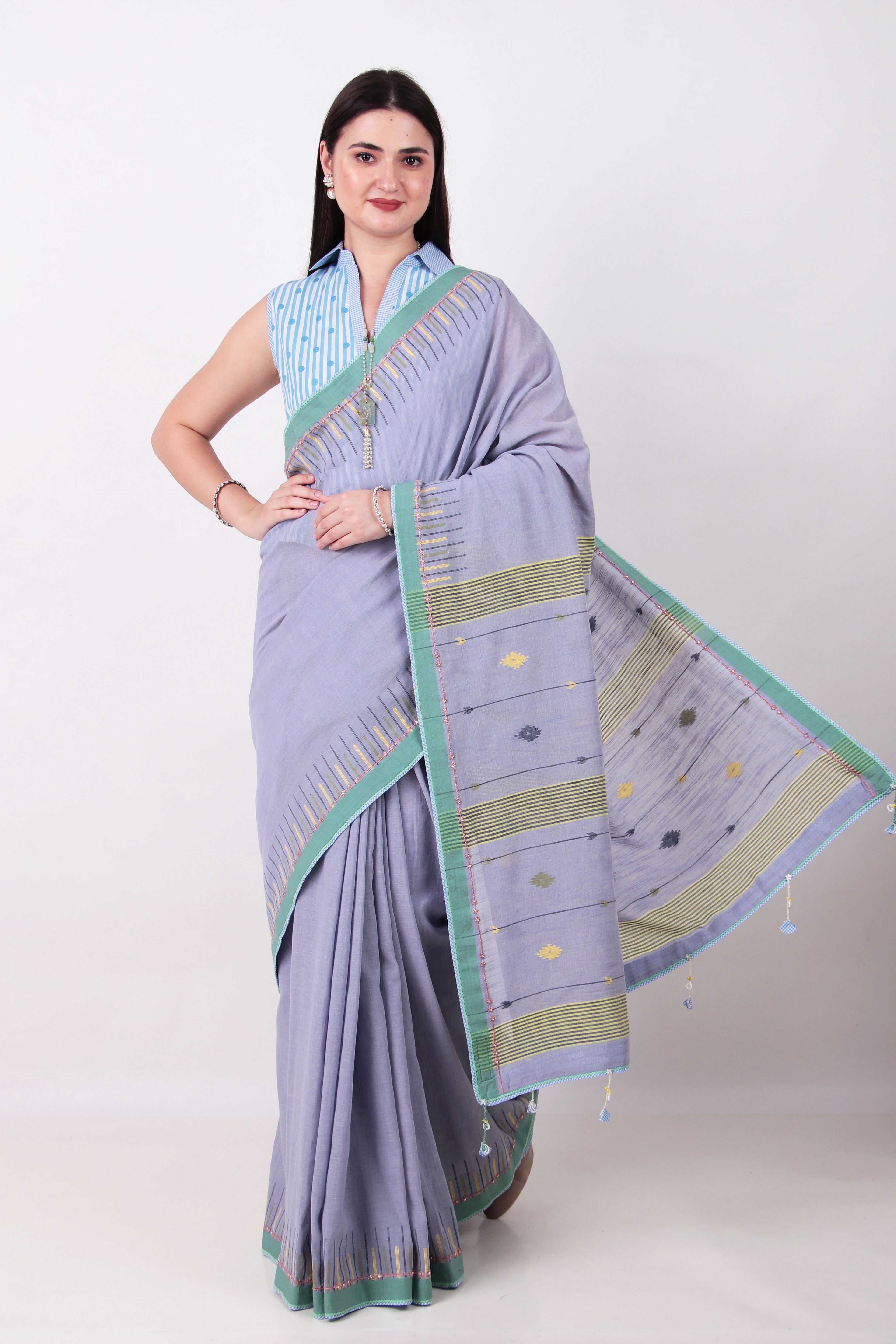 NEETI -  Lavender Grey Saree