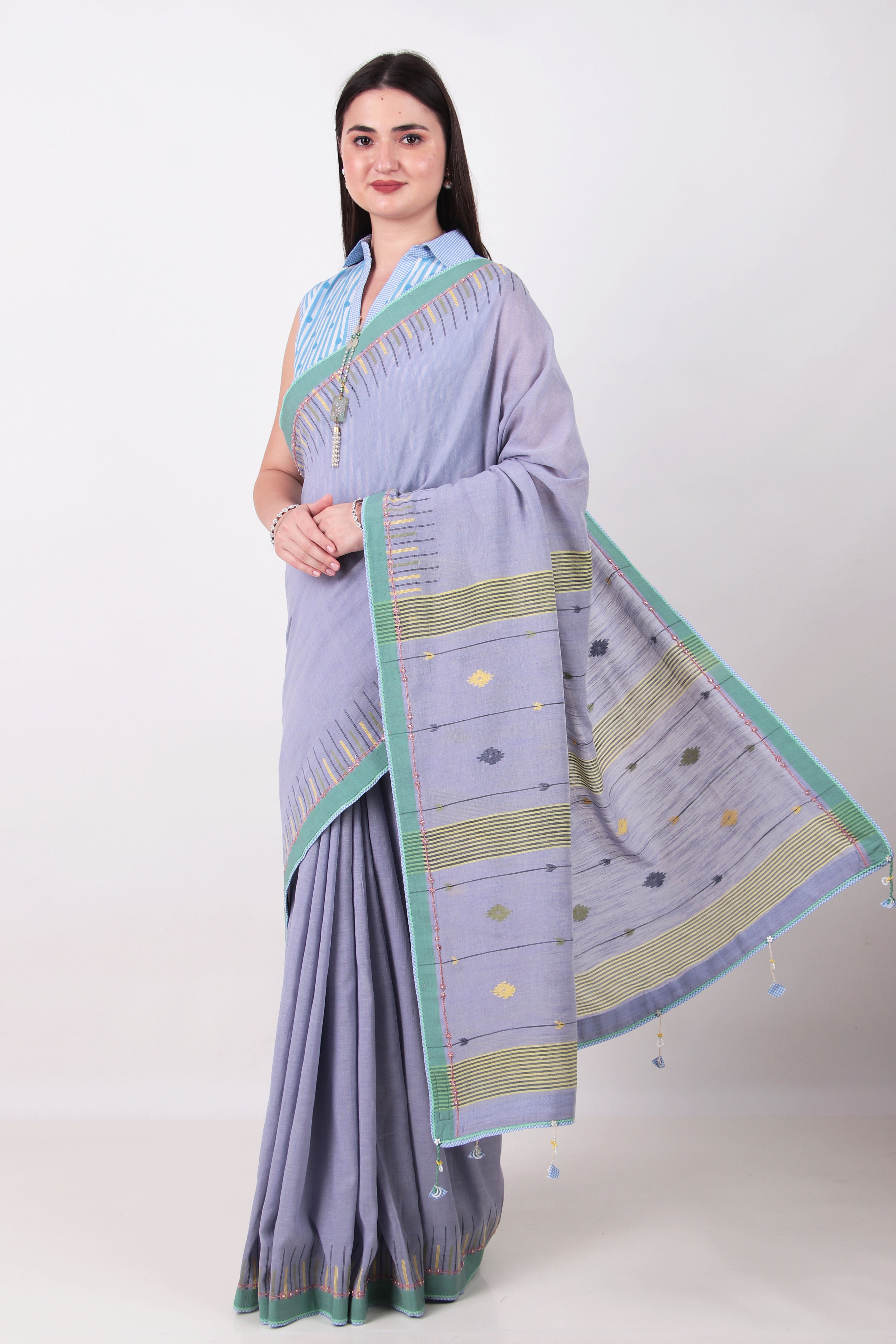NEETI -  Lavender Grey Saree