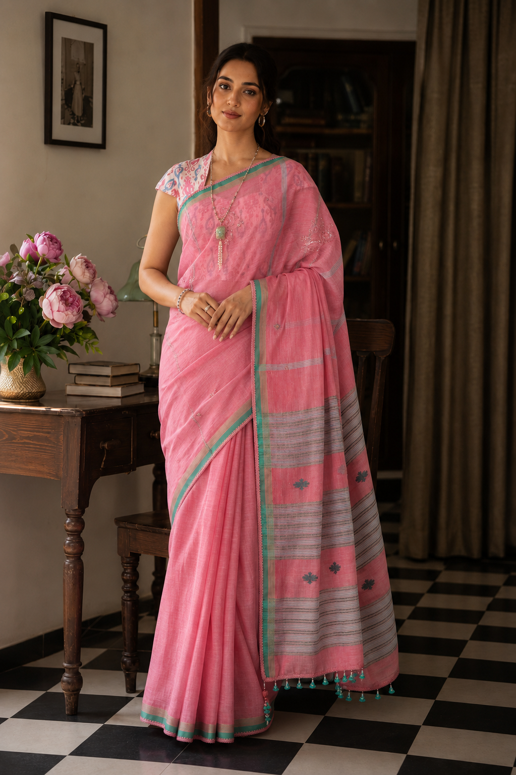 MANJARI Pink Saree