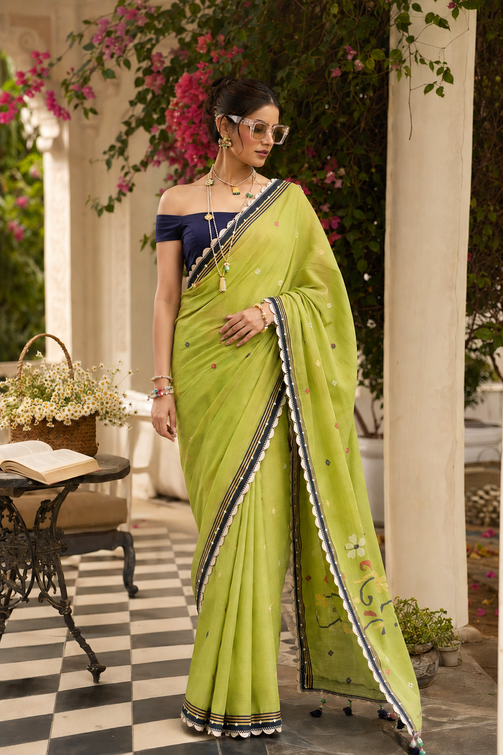 RATI- lime green Saree