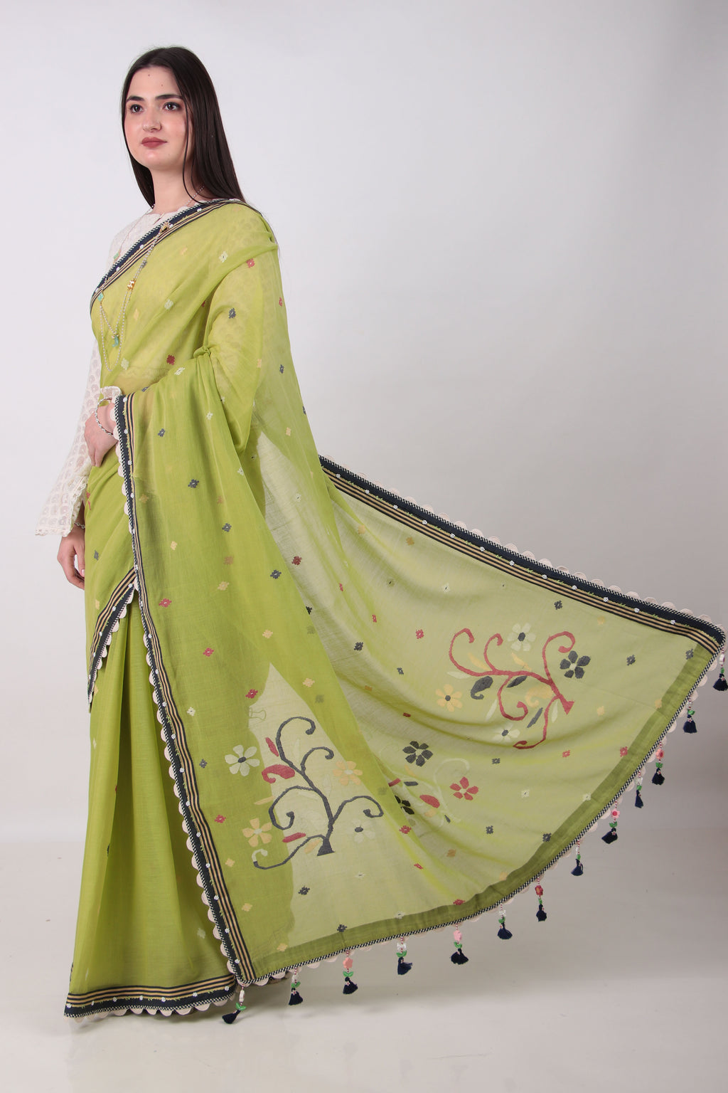 RATI- lime green Saree