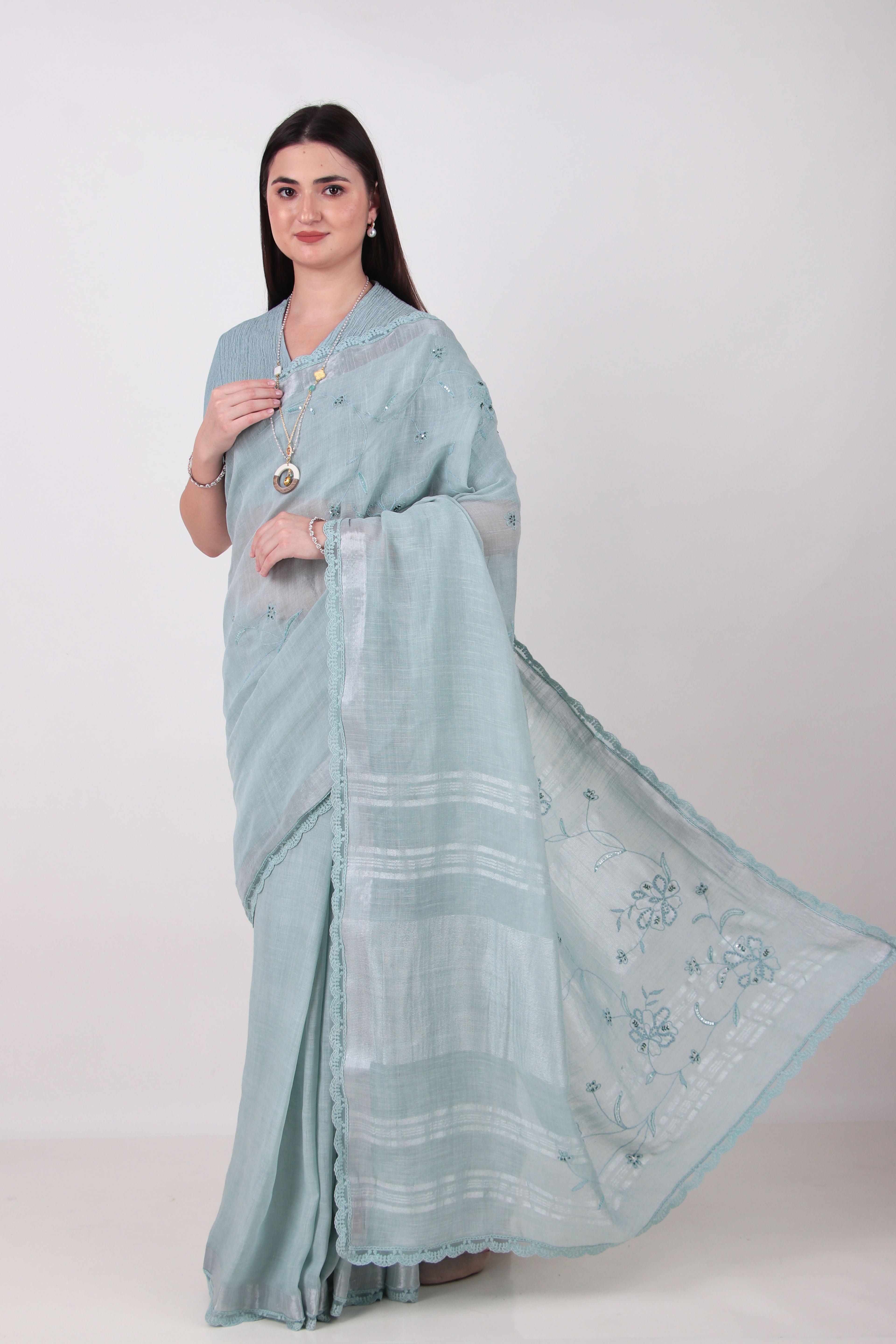 Ameha - Mint Blue Saree