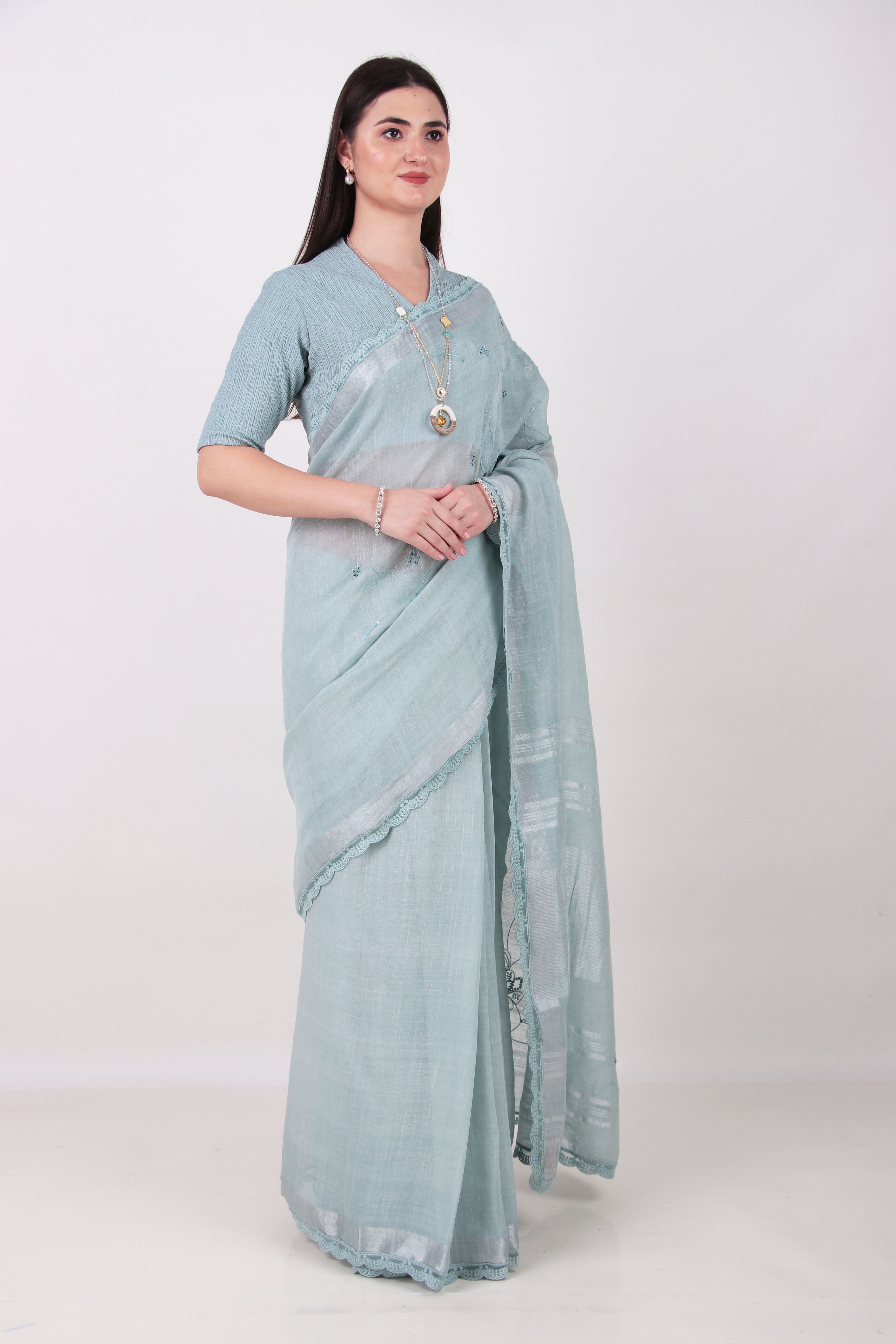 Ameha - Mint Blue Saree