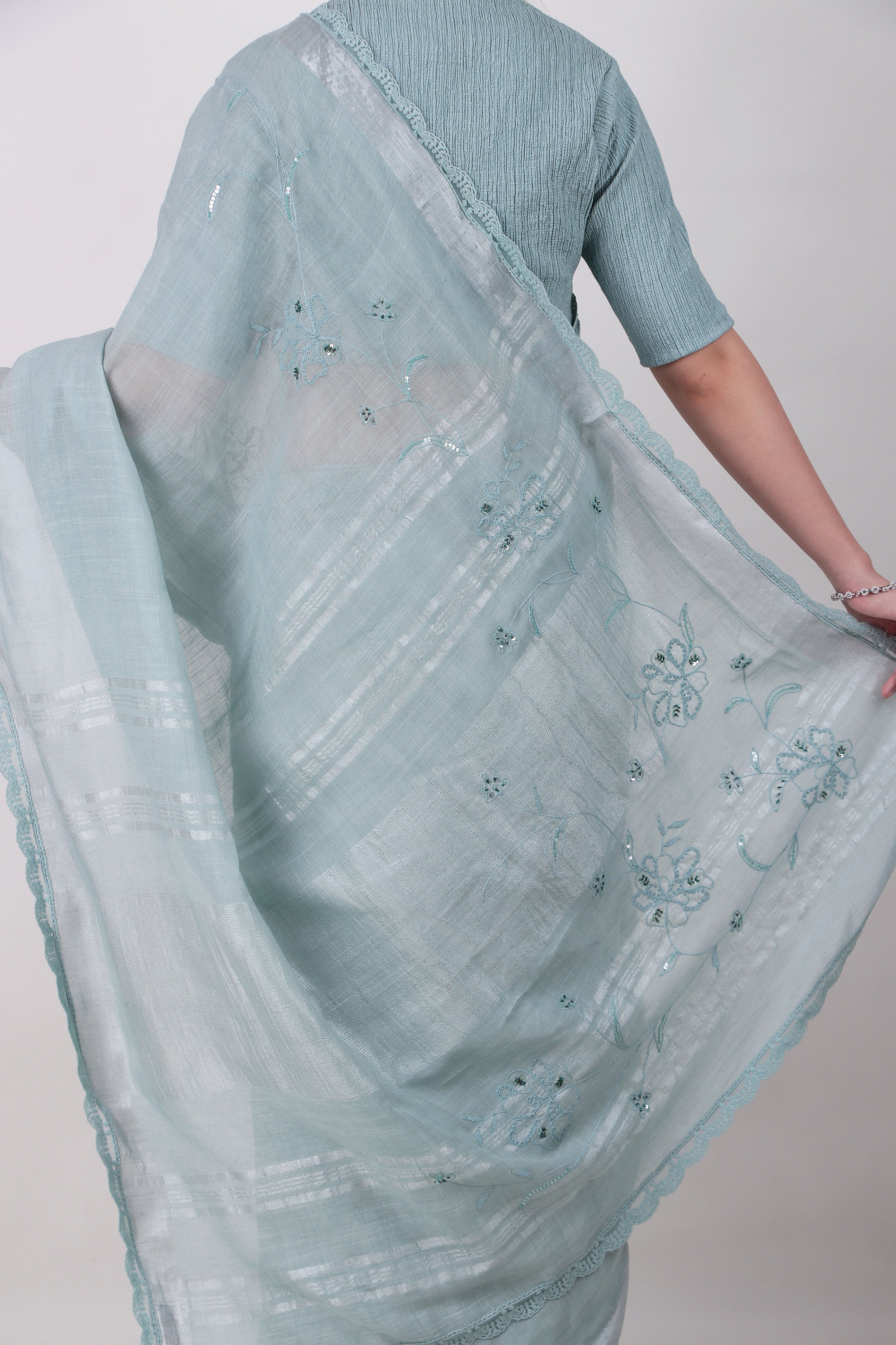 Ameha - Mint Blue Saree