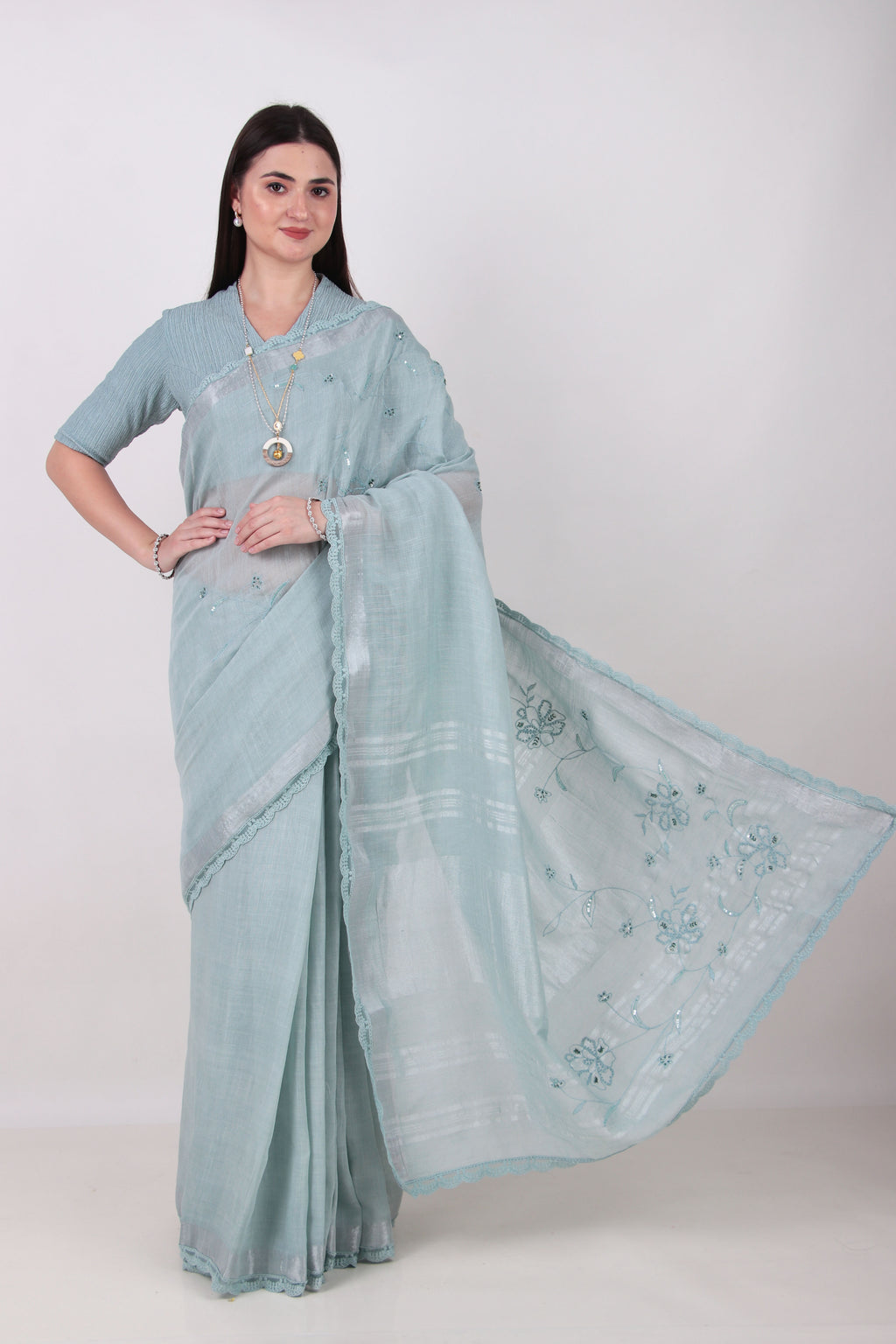 Ameha - Mint Blue Saree