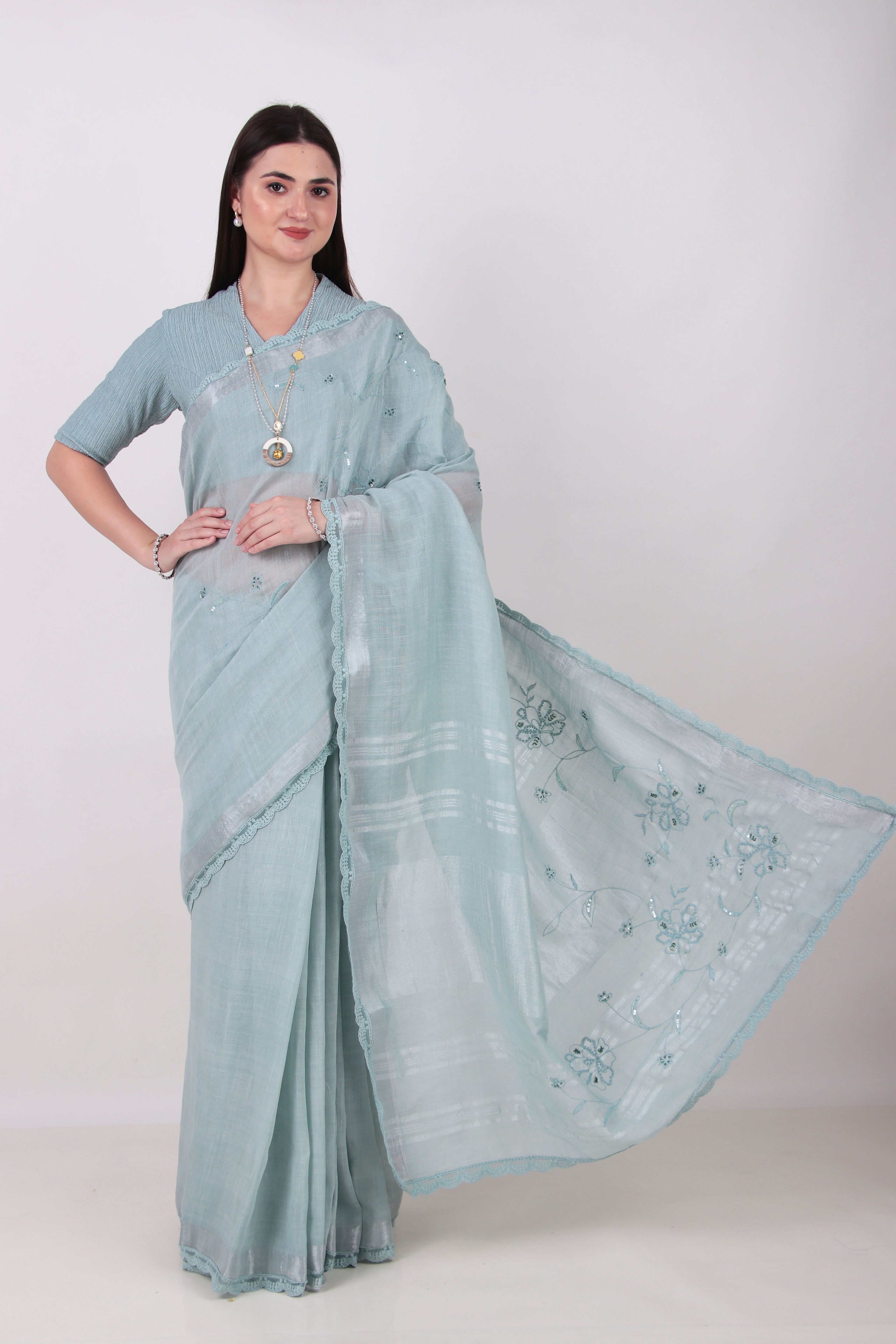 Ameha - Mint Blue Saree