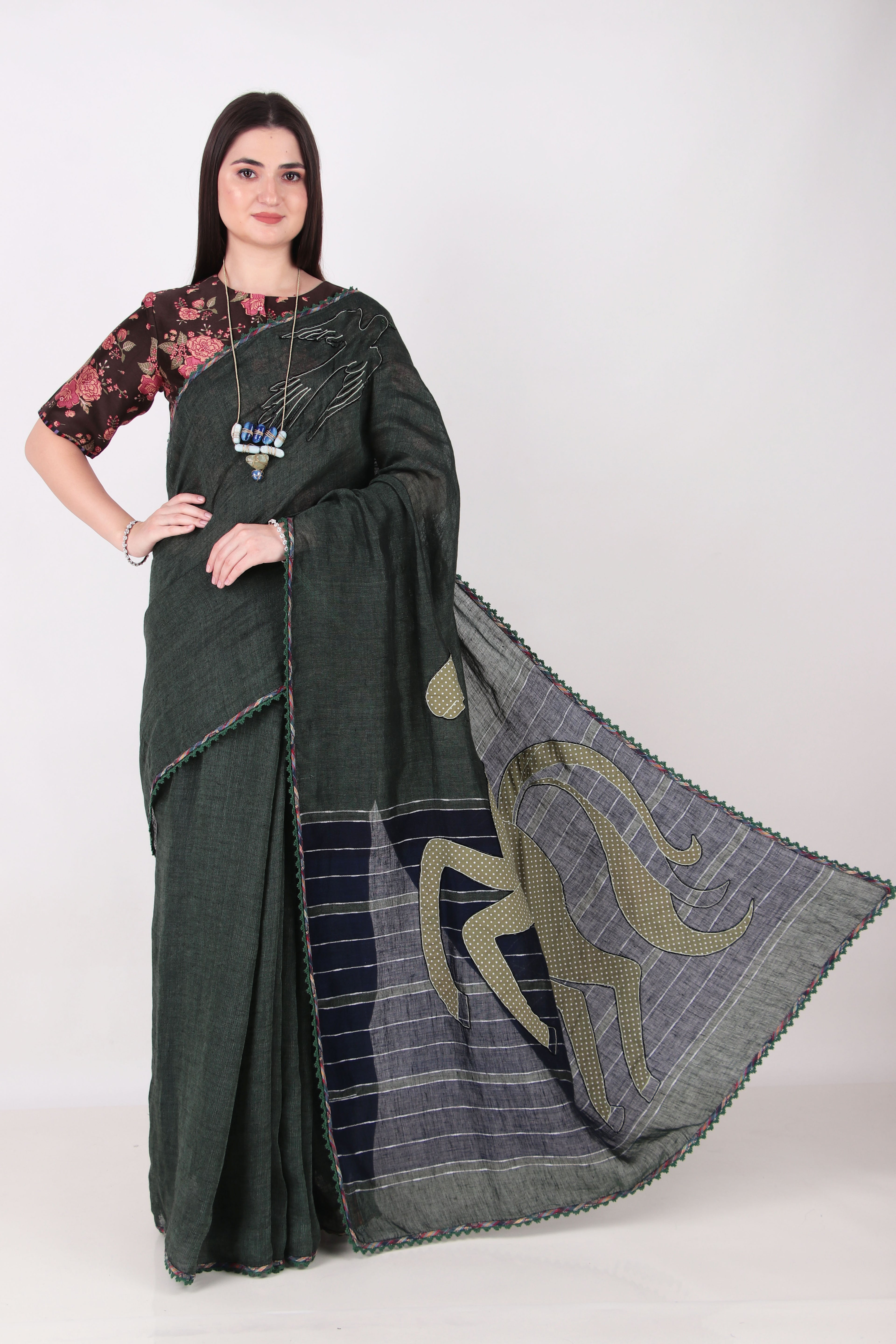 Vira - Forest Green Saree