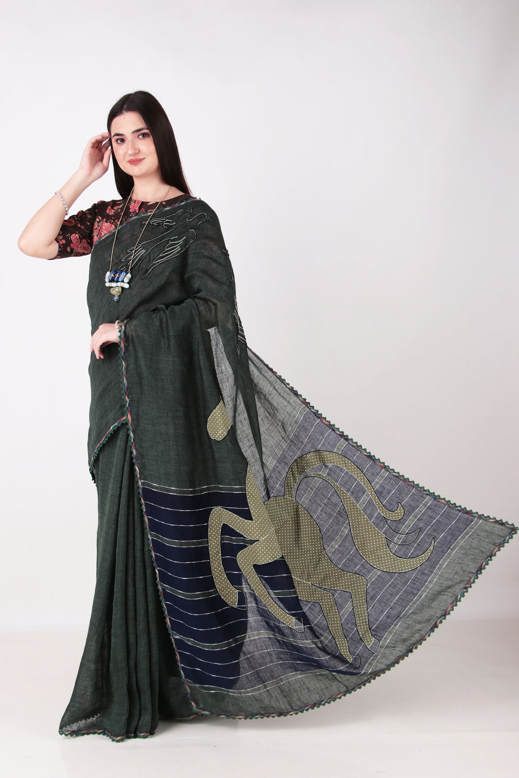 Vira - Forest Green Saree