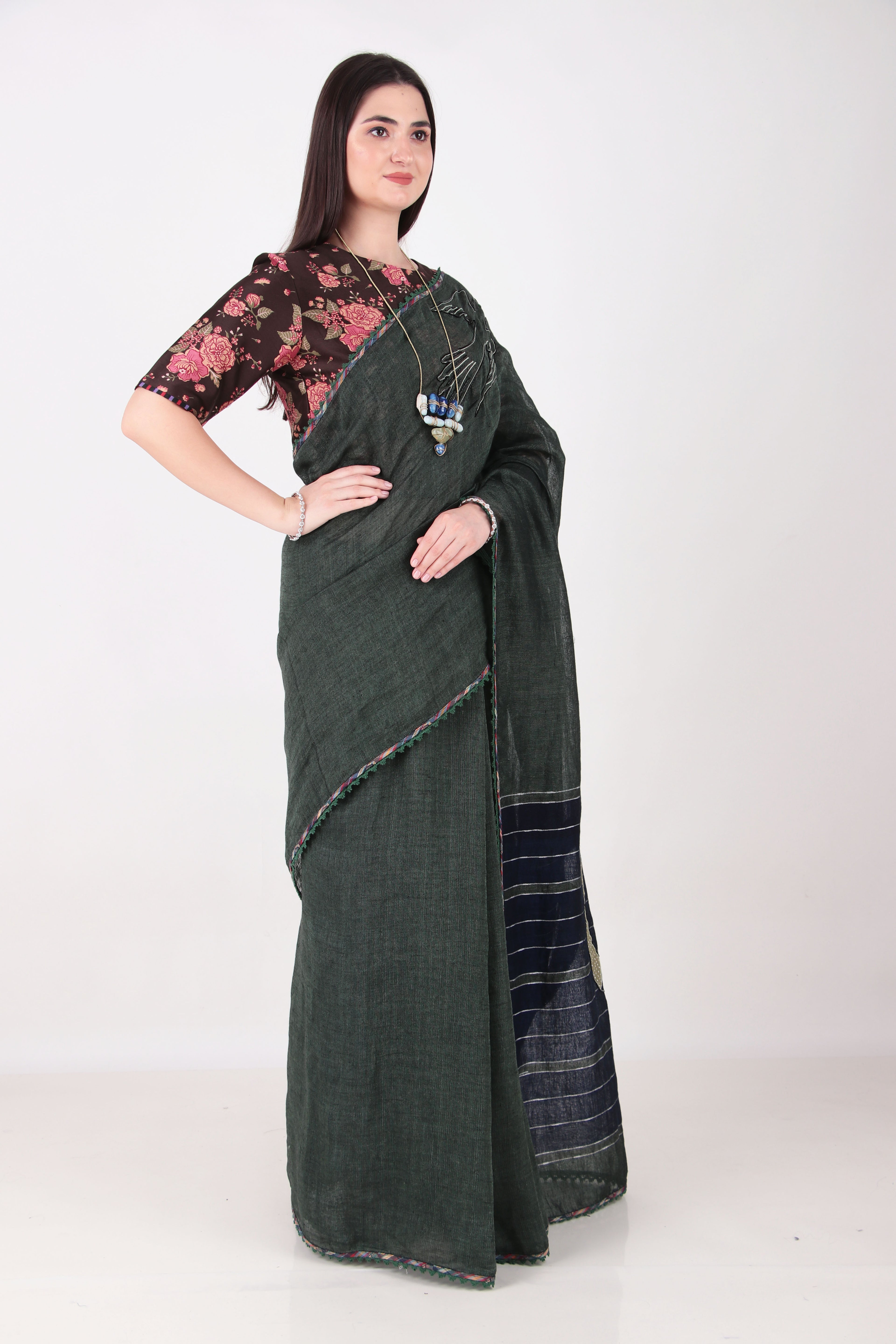 Vira - Forest Green Saree