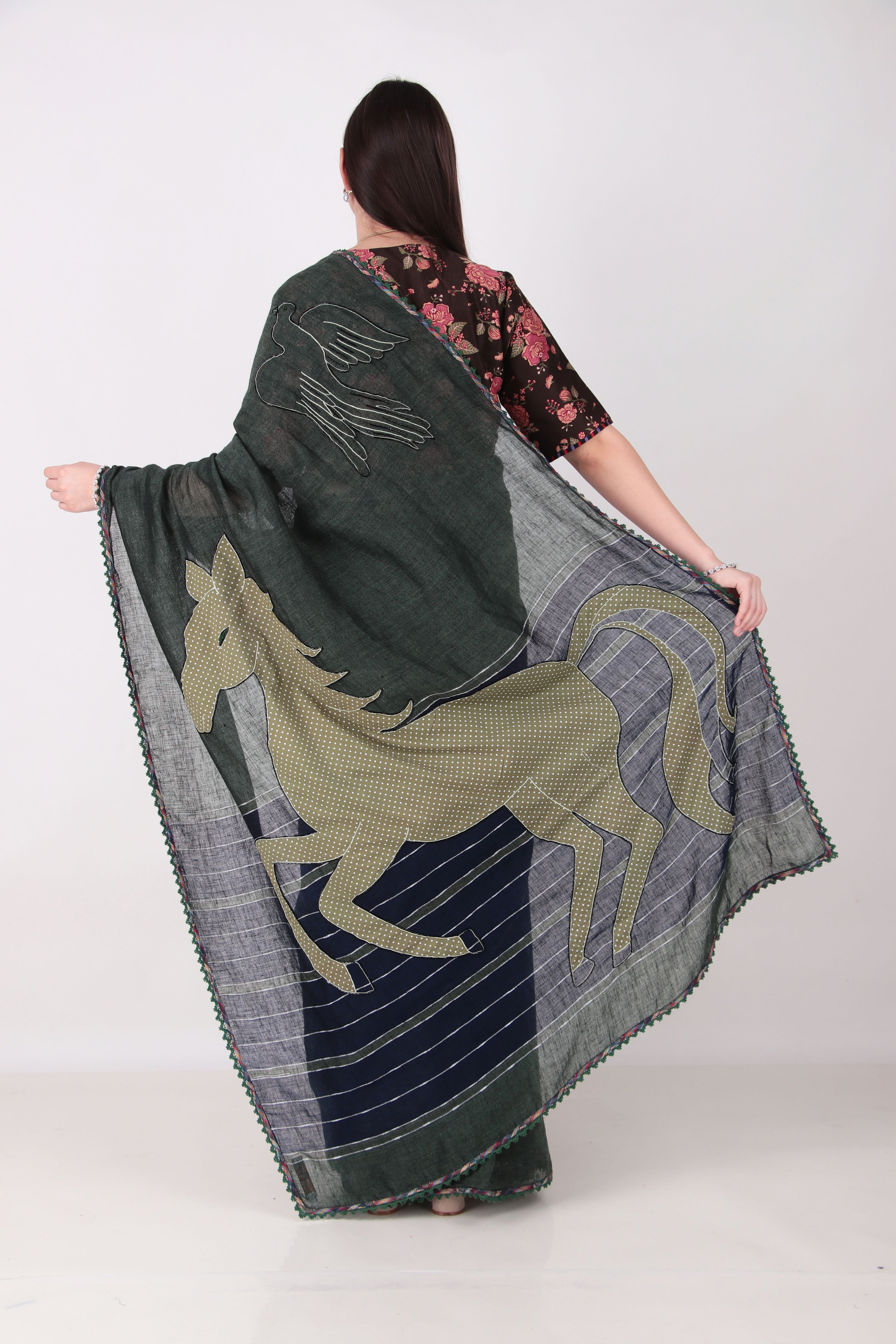 Vira - Forest Green Saree