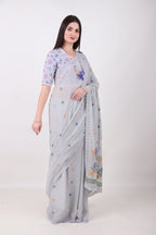SRISHTI- ice blue jamdani Saree