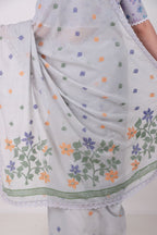 SRISHTI- ice blue jamdani Saree