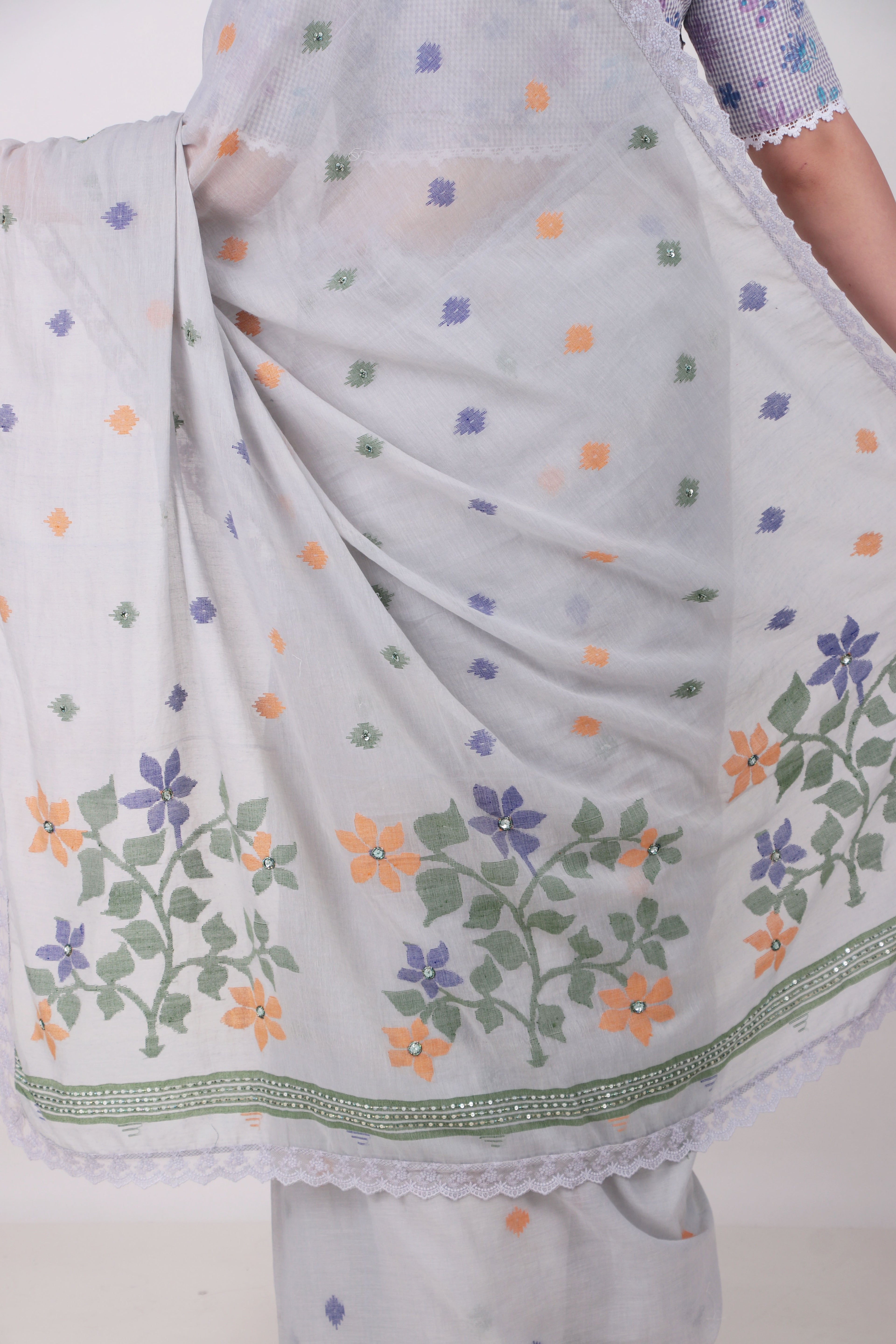 SRISHTI- ice blue jamdani Saree