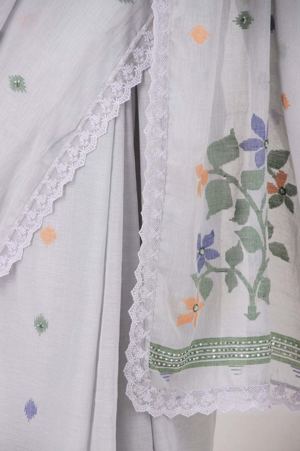 SRISHTI- ice blue jamdani Saree