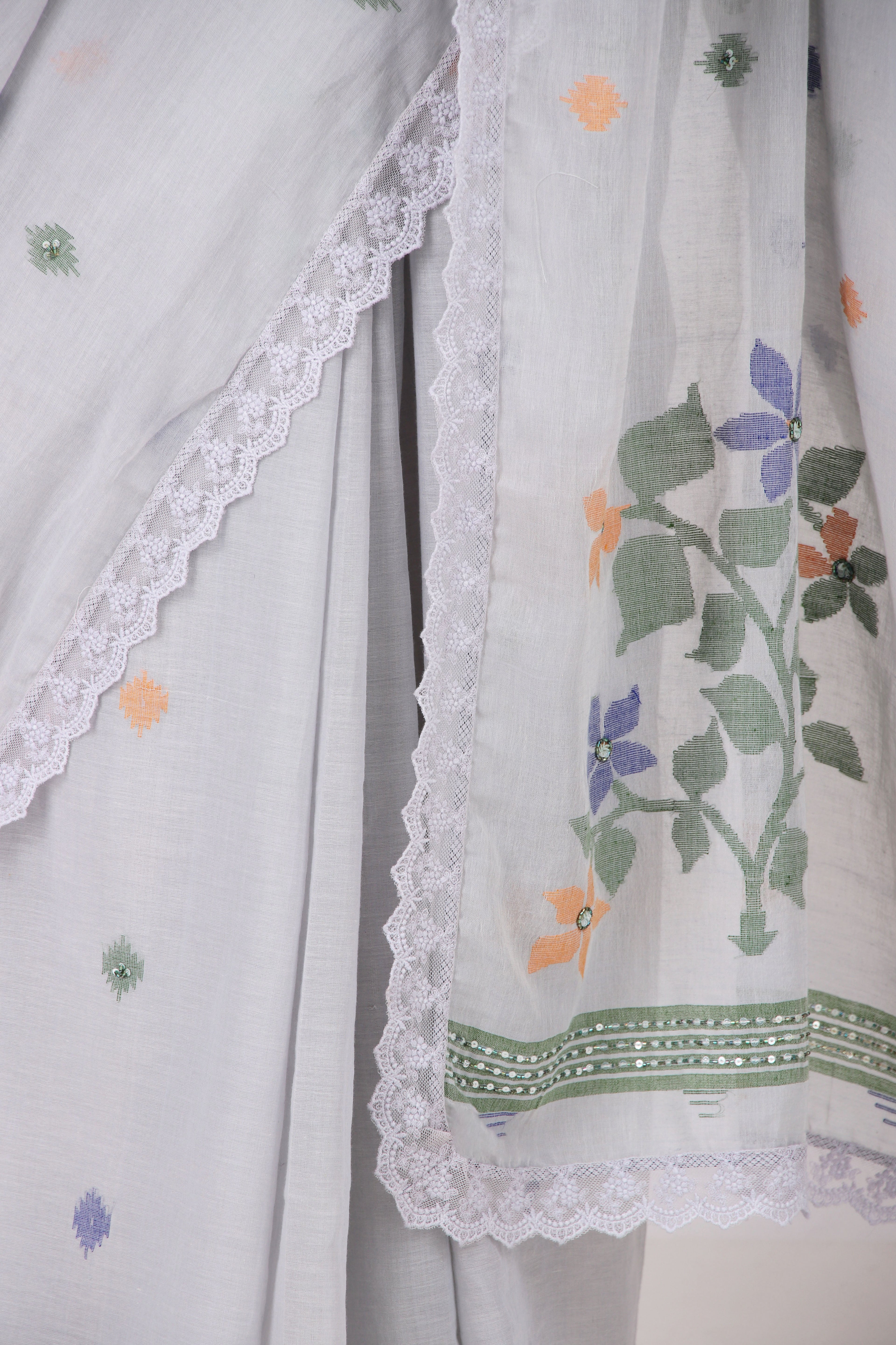 SRISHTI- ice blue jamdani Saree