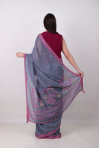 Megha- slate blue jamdani Saree