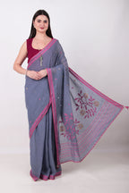 Megha- slate blue jamdani Saree
