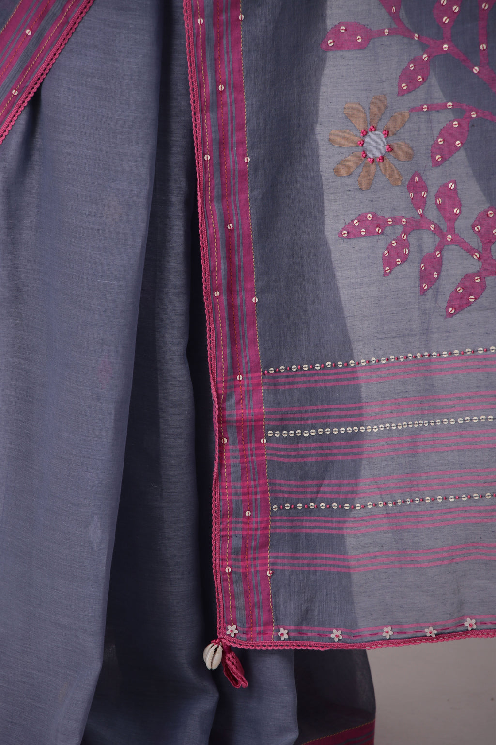 Megha- slate blue jamdani Saree