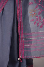 Megha- slate blue jamdani Saree