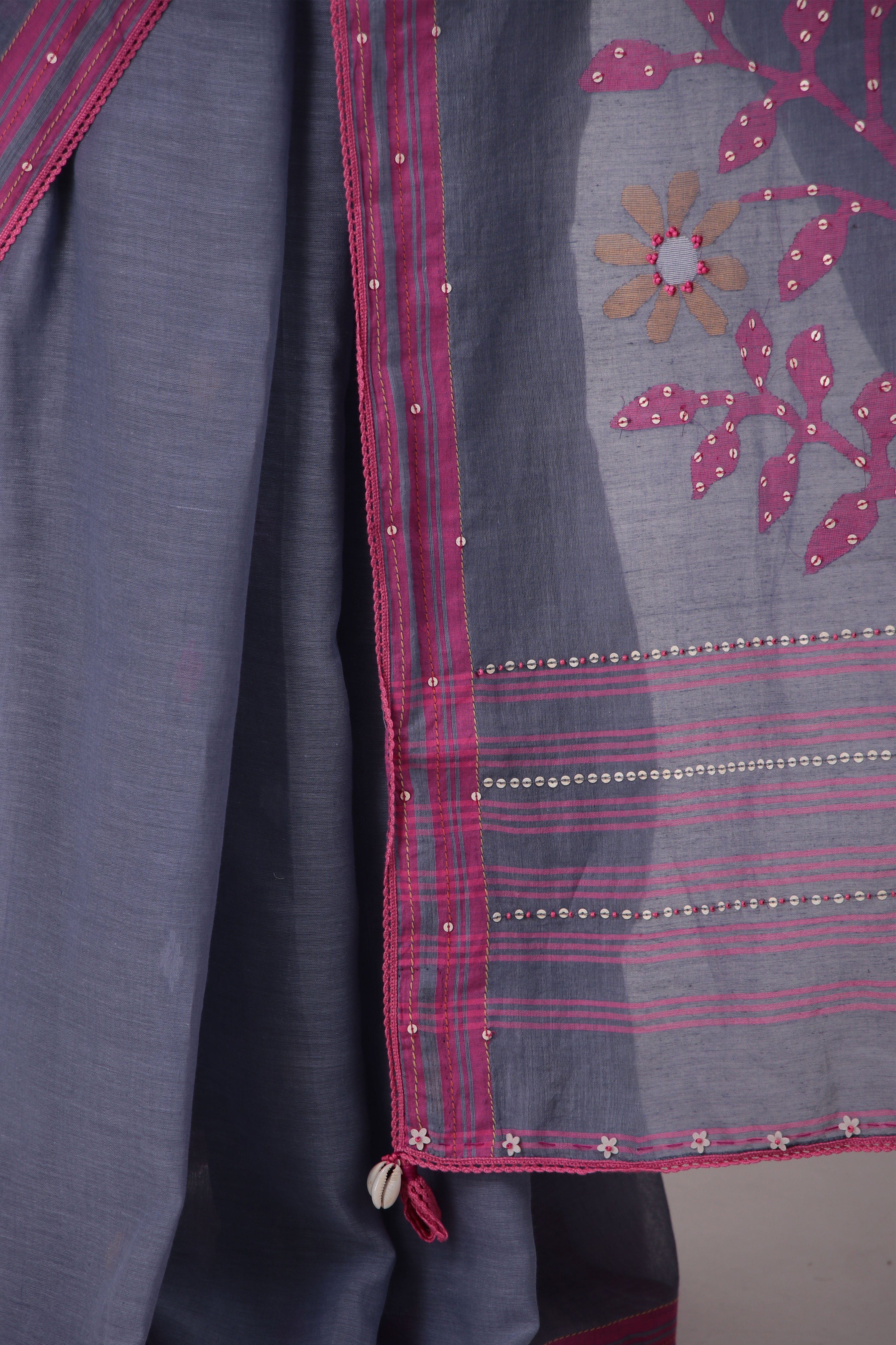 Megha- slate blue jamdani Saree
