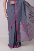 Megha- slate blue jamdani Saree