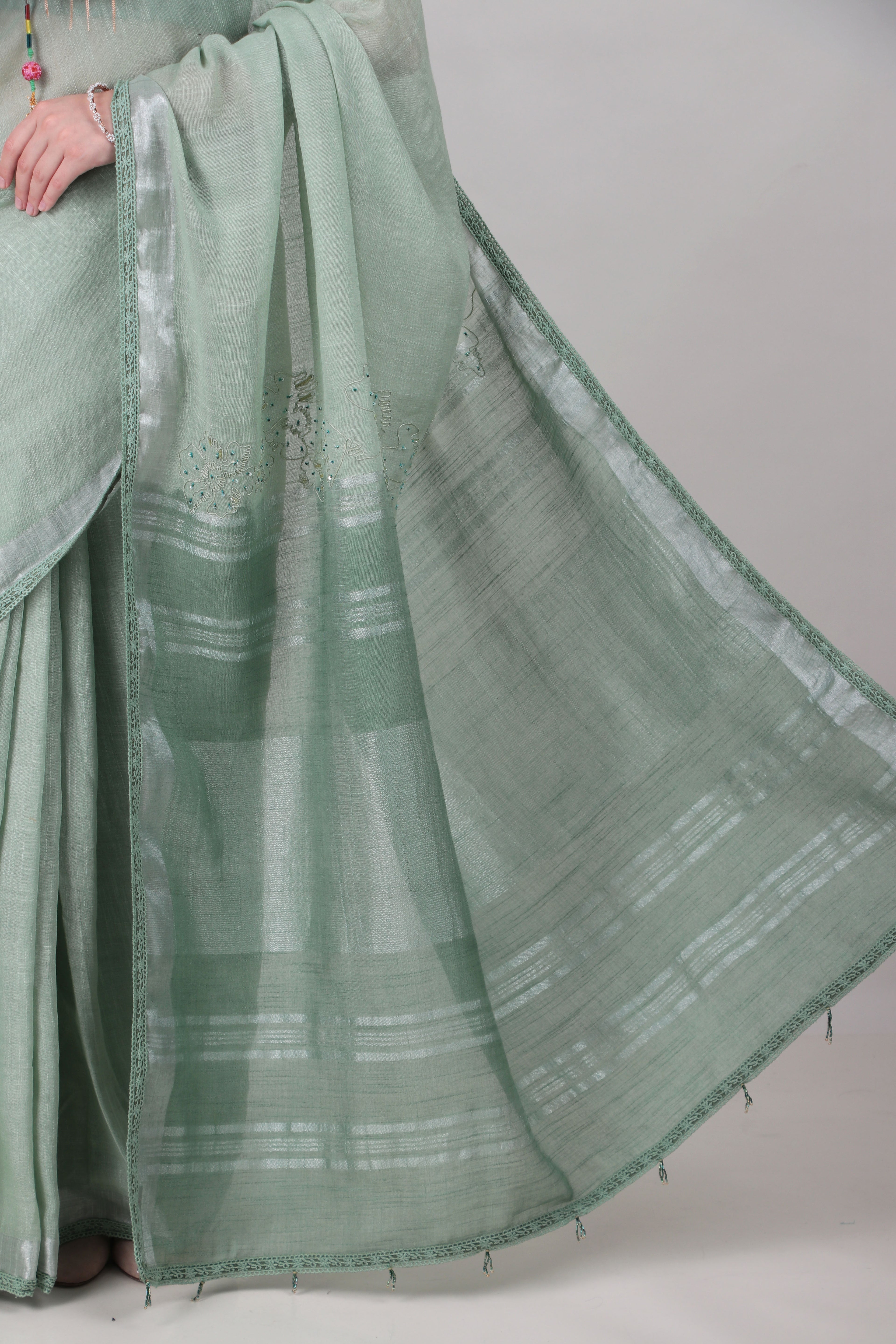 VRISHNI –sage green saree