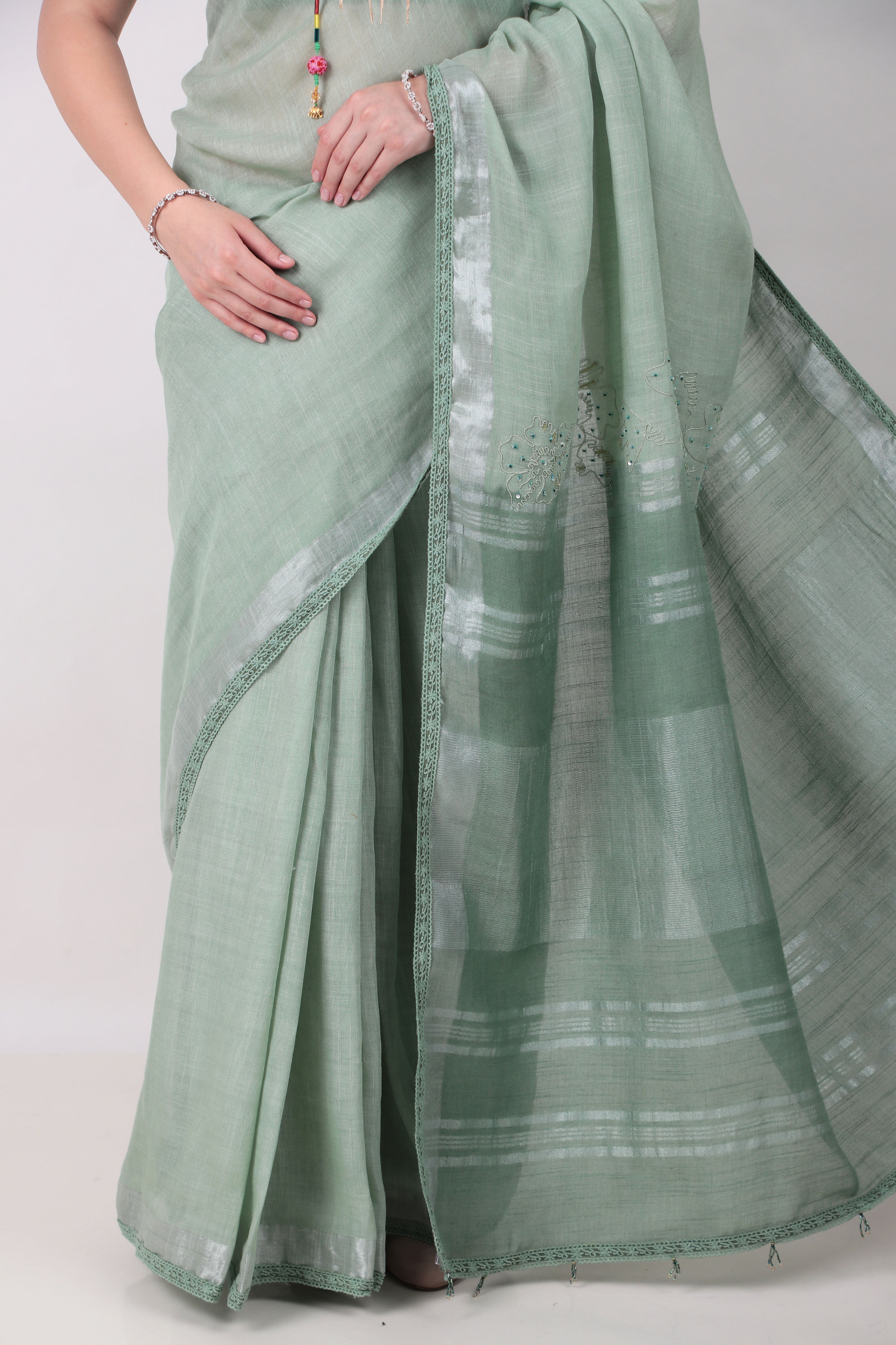 VRISHNI –sage green saree