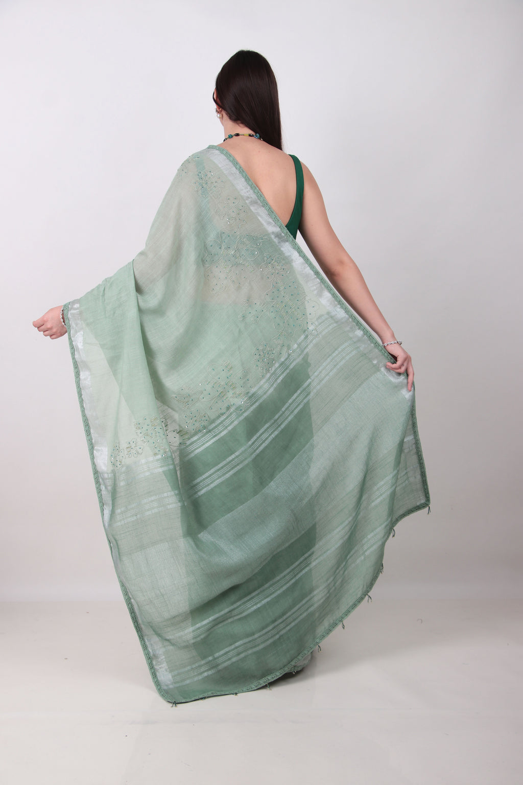 VRISHNI –sage green saree
