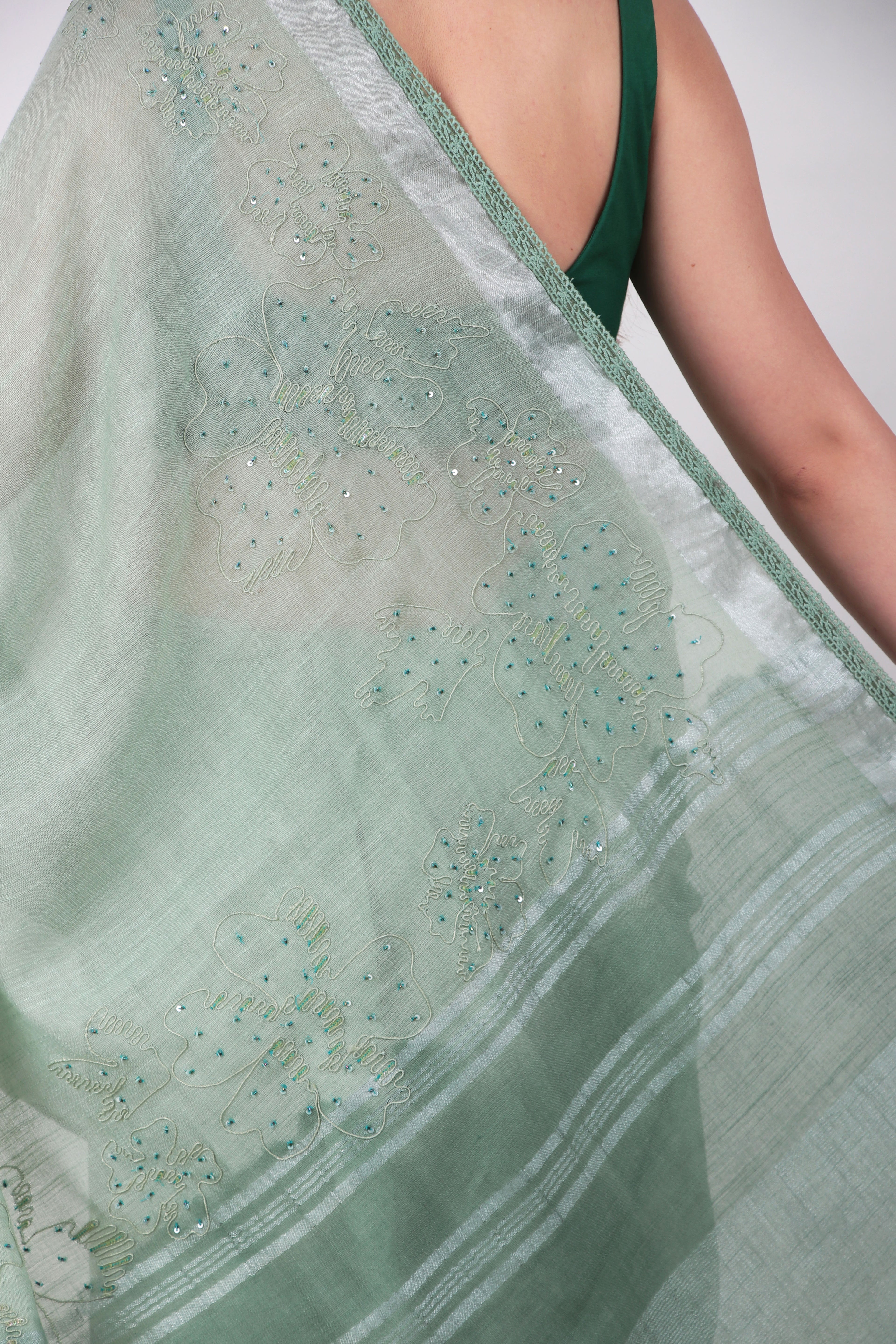 VRISHNI –sage green saree