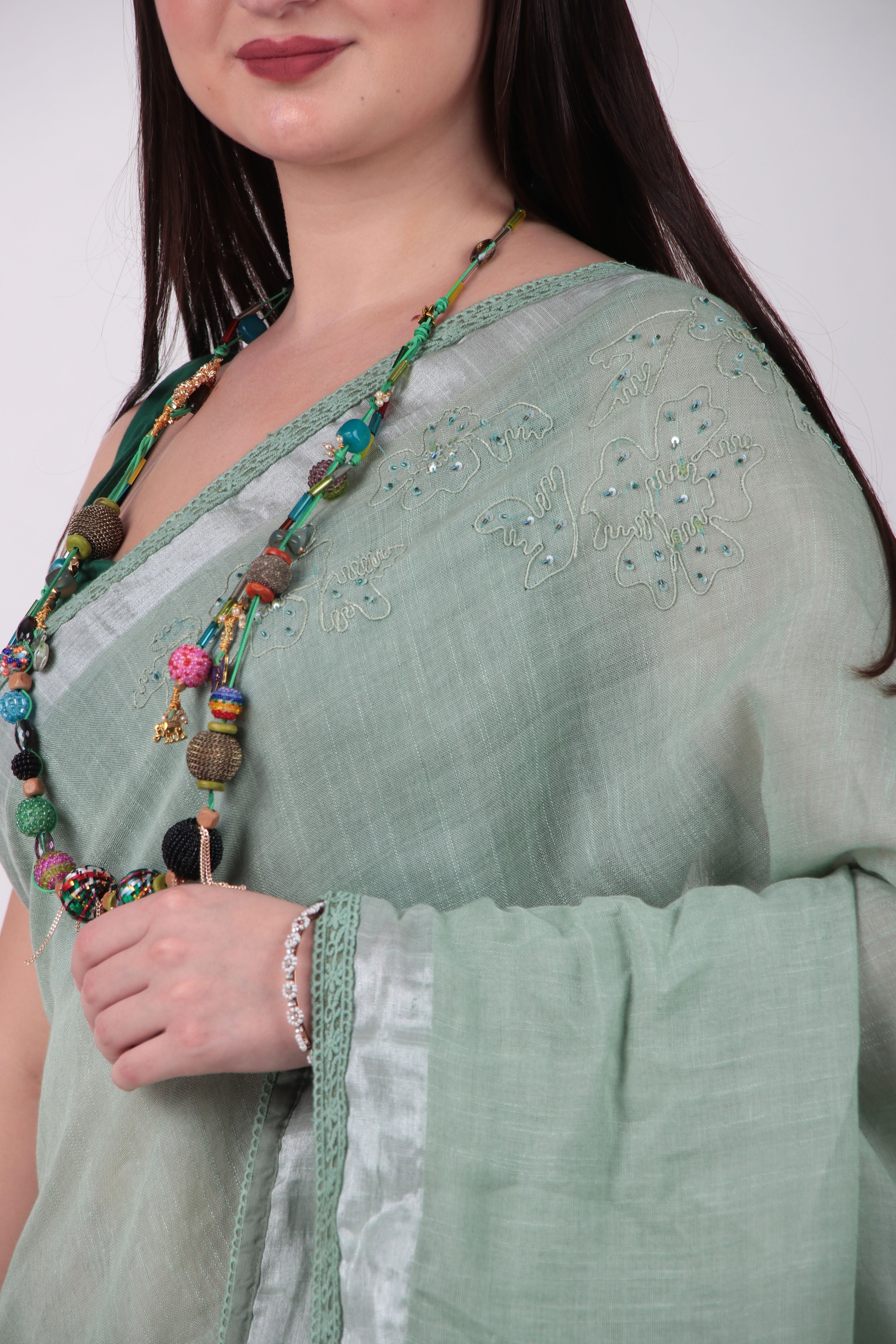 VRISHNI –sage green saree