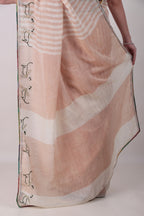 ASTITVA - Beige  Linen Saree