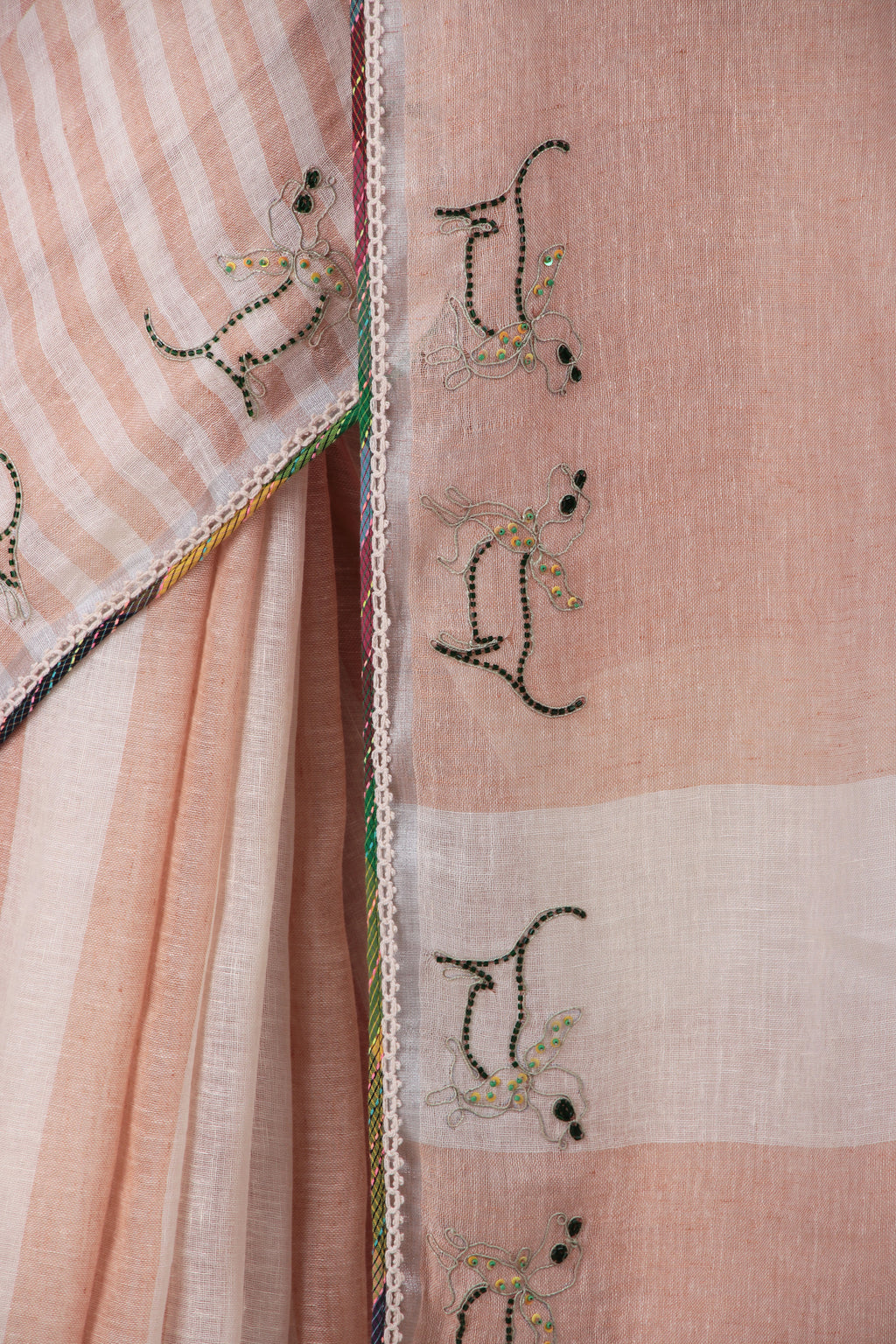 ASTITVA - Beige  Linen Saree