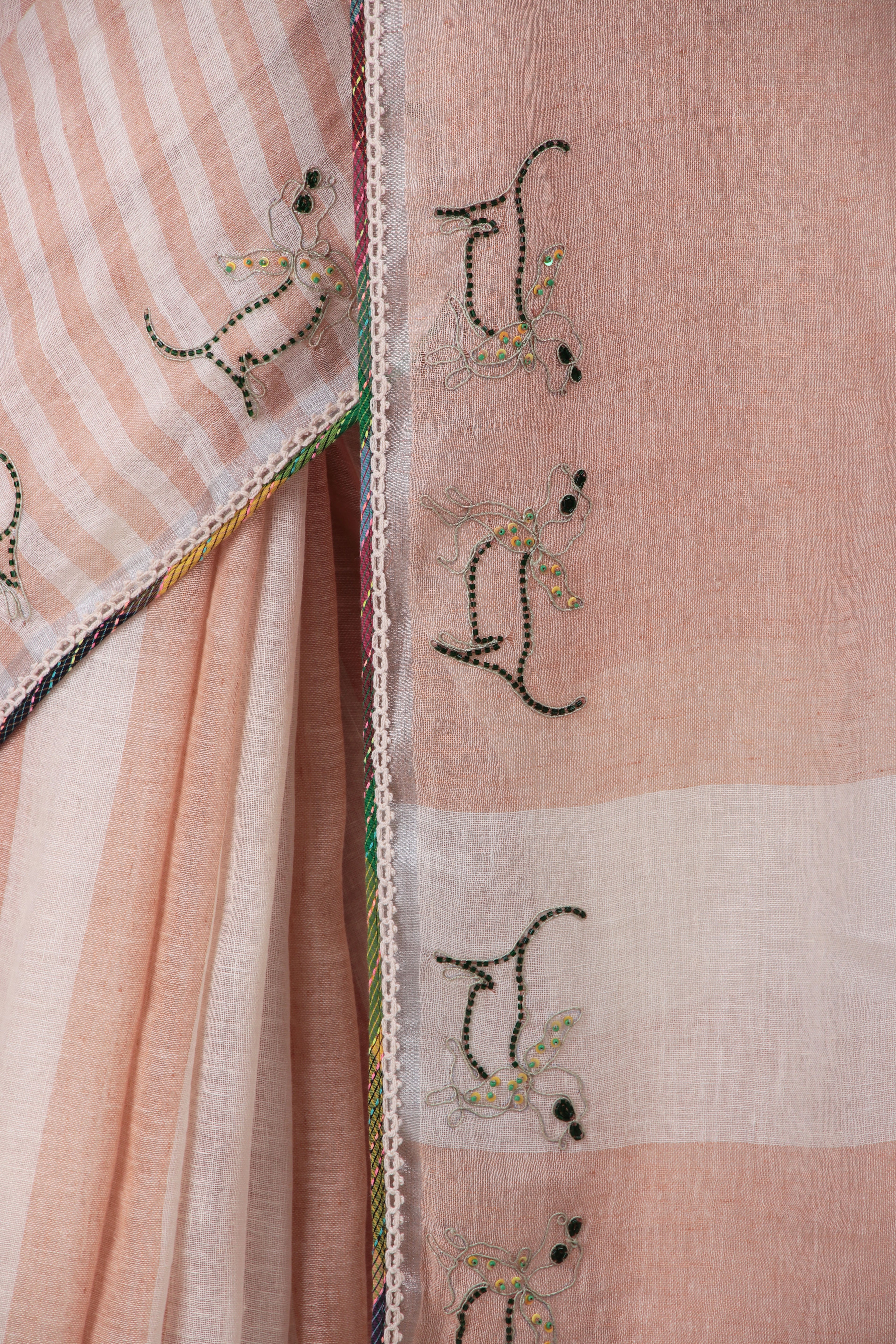 ASTITVA - Beige  Linen Saree