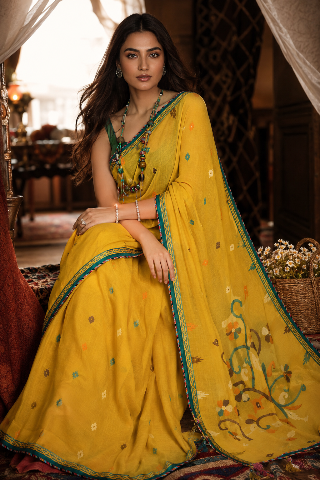 PRAKRITI   Mustard Yellow saree