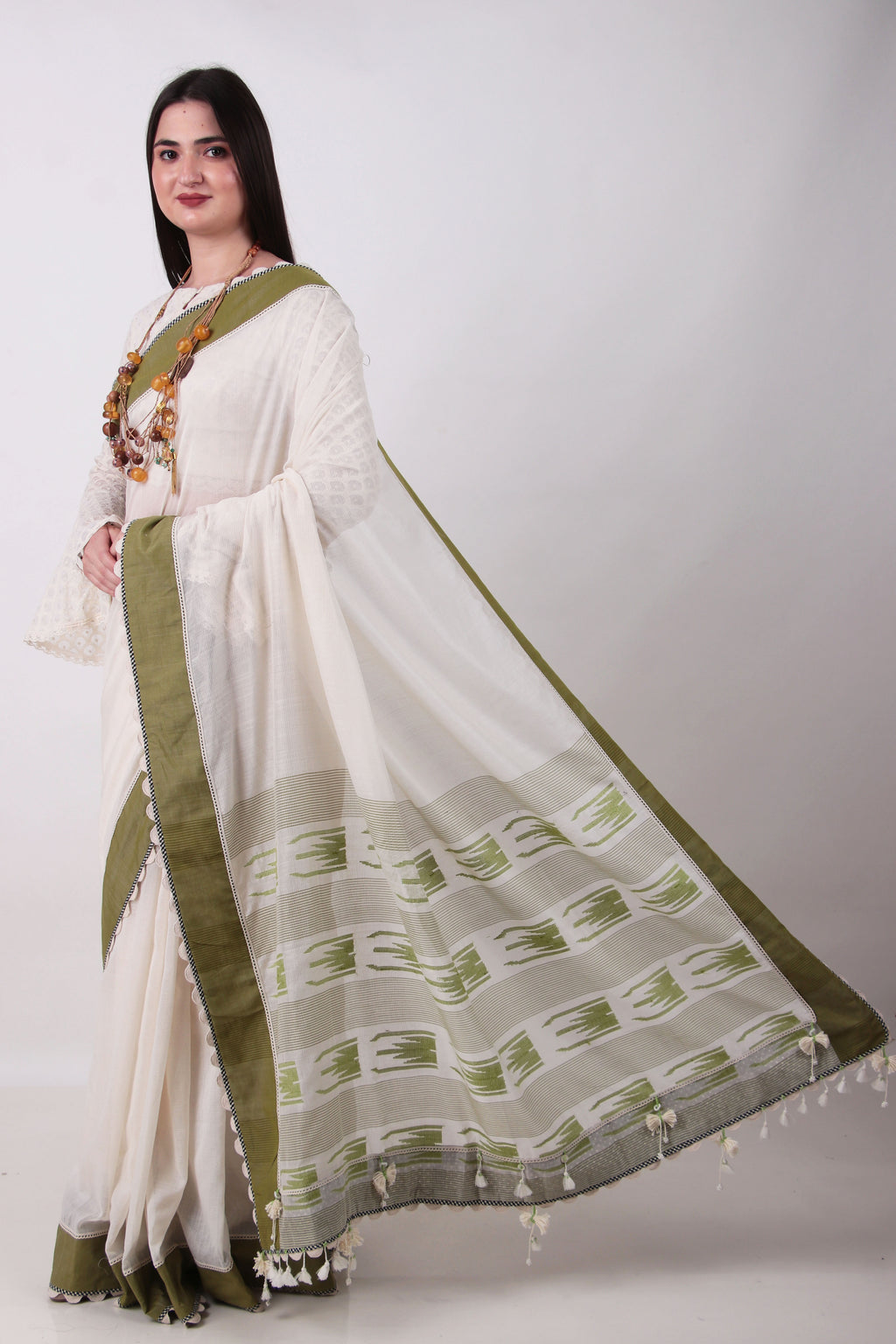Vatika off white /cream Saree
