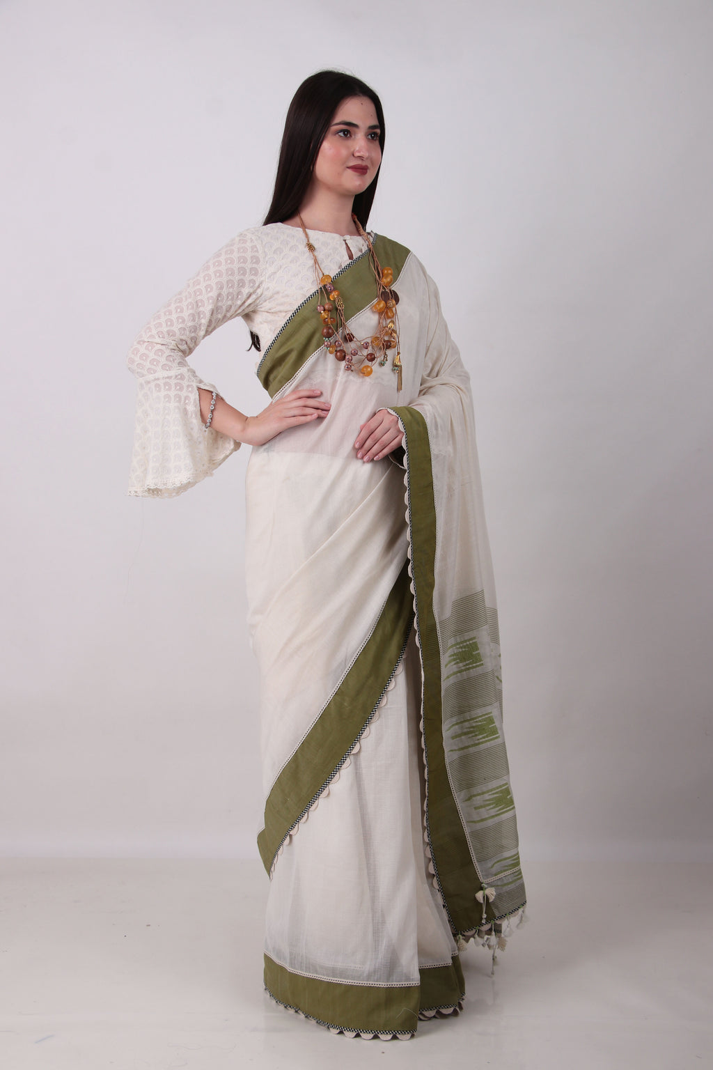 Vatika off white /cream Saree