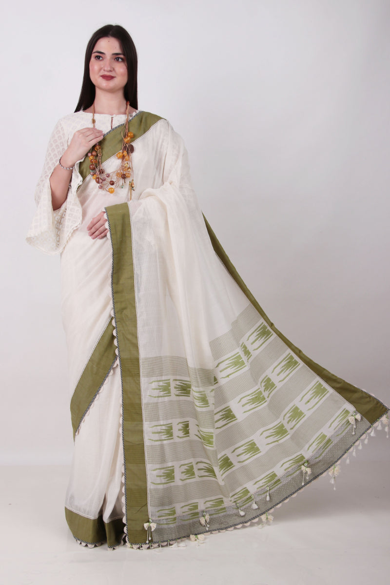 Vatika off white /cream Saree